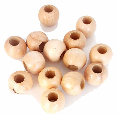 22 mm 10 Adet Açık Renk Ahşap Yuvarlak Boncuk