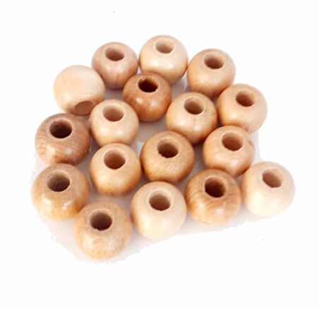20 mm 10 Adet Açık Renk Ahşap Yuvarlak Boncuk