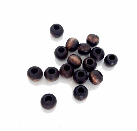 14 mm 10 Adet Koyu Renk Ahşap Yuvarlak Boncuk