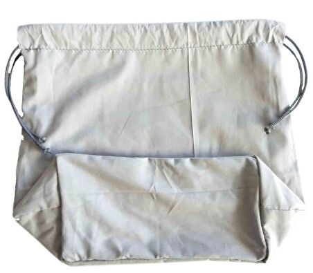 Örgü Çantaya Hazır Astar Tabanlı Büzgülü 22x12cm Açık Gri