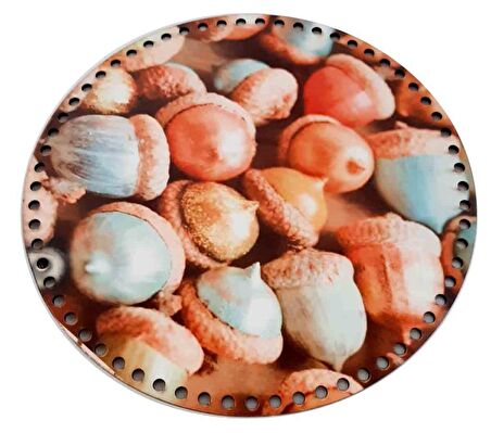 30 Cm Çapında Resimli Ahşap Tepsi Tabanı Yeni NY12