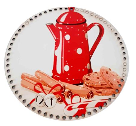 30 Cm Çapında Resimli Ahşap Tepsi Tabanı Yeni NY14