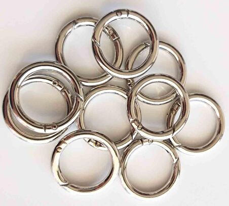 10lu 2.5 cm Gümüş Renk Yaylı Halka Örgü Çanta İçin