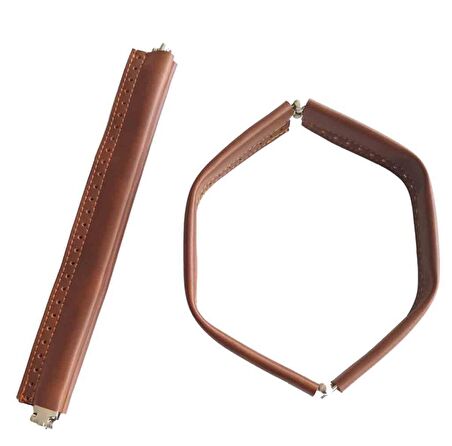 Taba Renk Derili Metal Çanta Ağzı 24 cm