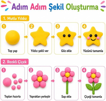 Hayal Gücü Kil Seti - 12 Renkli Hava ile Kuruyan Zıplayan Kil Hamuru, Yumuşak ve Kolay Şekillenen, Kokusuz, Eğitici Aktivite Seti -