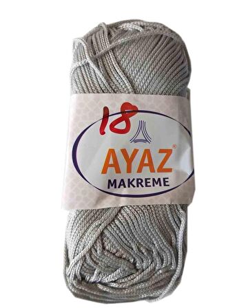 100 Gram Polyester Makrome No:18 Açık Gri