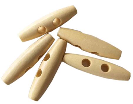 5li Ahşap Çoban Düğme 5 cm Krem