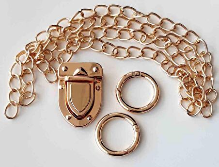 Light Gold Renk İnce Zincir Uzun Kilit Set