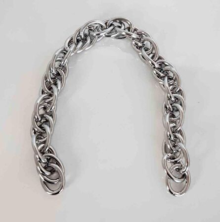 35 cm Çift Halka Döngülü Zincir Gümüş Renk