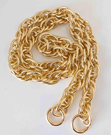 100 Cm Çift Halka Döngülü Zincir Yaylı Halkalı Light Gold Renk