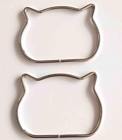 12x8.5 cm Gümüş Renk Kedili Metal Çanta Sapı
