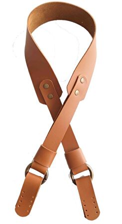 Tek kat 4 cm, suni deri köprülü çanta sapı Taba