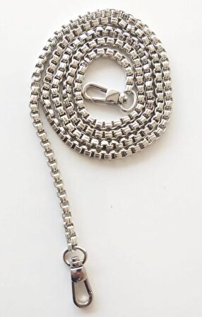 Gümüş  Renk Kare Model Çanta Zinciri (100 cm )