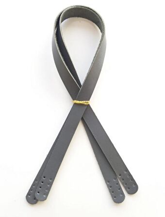 Gri Renk Gerçek Deri 70x2 cm Çift Sap