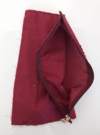 20x30 cm, dikilmiş halde, fermuarlı  astar bordo