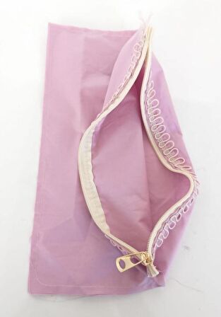 20x30 cm, dikilmiş halde, fermuarlı  astar lila