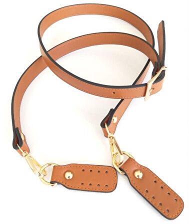 Gerçek deri Çift Kat, dikişli uzun sap Taba