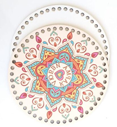 Ahşap 20 Cm Çapında Resimli Plaka Arkalıklı K Serisi No4