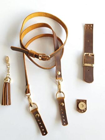 Gerçek deri Crazy Oil çanta seti püsküllü (Renk Seçenekli)