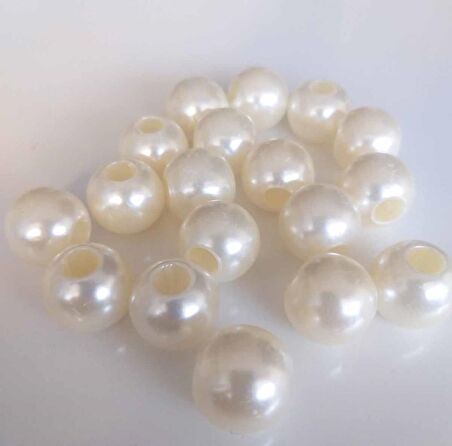 Delikli İnci 18 mm Krem Renk 10 Adet