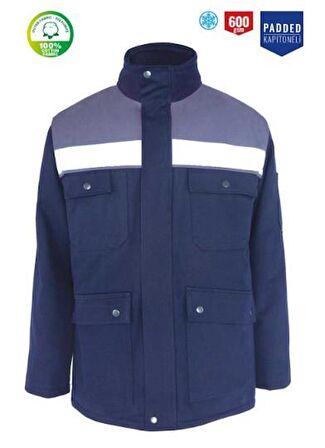 Kışlık İş Kabanı Çok Cepli  Myform Marka 4111 Winto Lacivert Renk Yüzde Yüz Pamuk