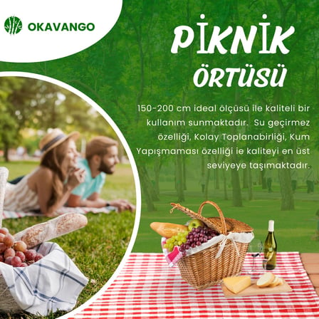 Piknik Battaniyesi, Piknik Örtüsü, Isı İzoleli Su Geçirmez Piknik Örtüsü, Taşıma Saplı Plaj Örtüsü 150-200 cm (Beyaz-Kırmızı Kare)