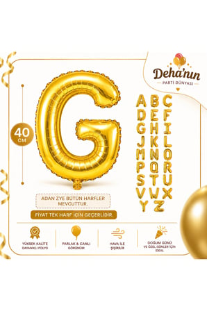 Adan Zye Harf Gold Folyo Balon 40cm
