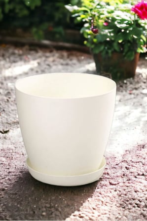 Dekoratif Begonya Saksı 12 Litre Beyaz Beyaz