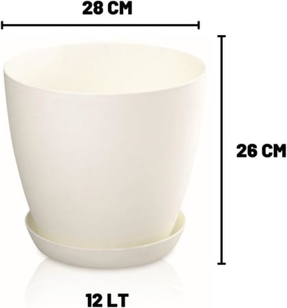 Dekoratif Begonya Saksı 12 Litre Beyaz Beyaz