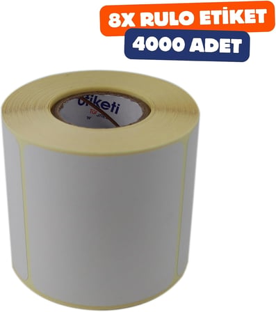 Eko Termal Etiket 80mm x 80mm Ruloda 500 Adet 40mm Kuka Çapında Direk Termal Transfer Etiketi