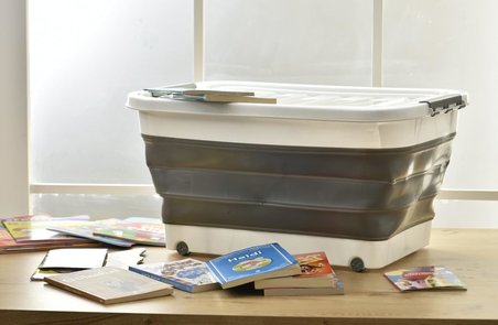 Katlanabilir Şeffaf Kapaklı Saklama Kabı – Tekerlekli Büyük Hacimli Oyuncak Kutusu, Çamaşır Sepeti ve Organizer – Plastik Kapaklı Düzenleyici Kutu, Ev ve Ofis İçin Çok Amaçlı (65 Litre)