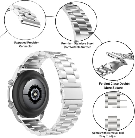 Huawei Watch GT 5 46 mm/GT5 Pro ile Uyumlu Kayış, Paslanmaz Çelik Kayış [Aşınmaya Dayanıklı] [Şık] Yedek Kayış, Gümüş, für Huawei Watch GT 5 46mm/GT5 Pro, Klasik