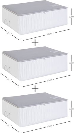 3'lü Büyük Boy Gri Renk Stuff &amp; Things Baza Altı Hurç Set