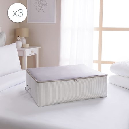 3'lü Büyük Boy Gri Renk Stuff &amp; Things Baza Altı Hurç Set