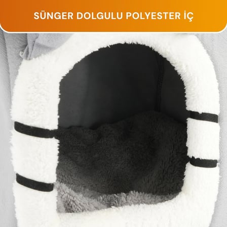 GOBYPET 2 Çatılı Kedi Evi ve Küçük Irk Köpek Kulübesi ve Yuvası – Minderli Peluş İç Mekan Yatağı, Fermuarlı Üst Bölüm, Taşınabilir Ev Tipi Yuva