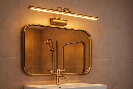 Sarjlı LED Flüt Resim Aplik | 8W | 3200K Gün Işığı | 50cm | Duvar Tipi Ayna/Tablo Üstü Dekoratif Işık | IP20 İç Mekan Kullanım (Gold Kasa)