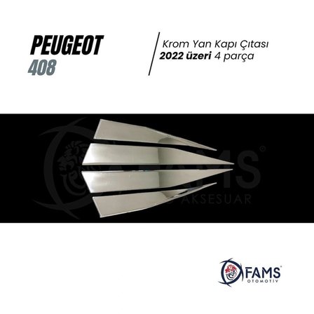Peugeot 408 Krom Yan Kapı Çıtası 4 Kapı 2022> Paslanmaz Çelik