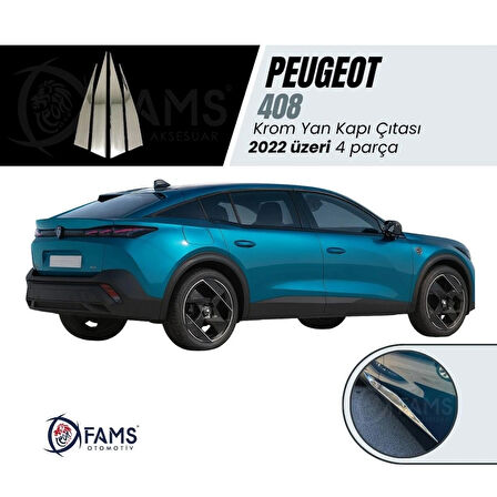 Peugeot 408 Krom Yan Kapı Çıtası 4 Kapı 2022> Paslanmaz Çelik