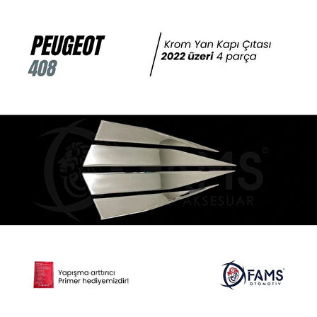 Peugeot 408 Krom Yan Kapı Çıtası 4 Kapı 2022> Paslanmaz Çelik