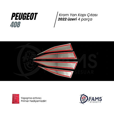 Peugeot 408 Krom Yan Kapı Çıtası 4 Kapı 2022> Paslanmaz Çelik