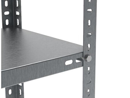 5 Katlı 3'lü Bitişik Paslanmaz Krom Raf - Inox Soğuk Oda Rafı, Buzhane Rafı 31x75 cm-100 cm-0.70 mm