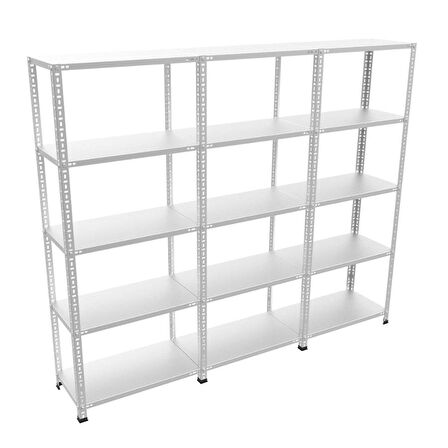 5 Katlı 3'lü Bitişik Paslanmaz Krom Raf - Inox Soğuk Oda Rafı, Buzhane Rafı 43x60 cm-100 cm-0.70 mm