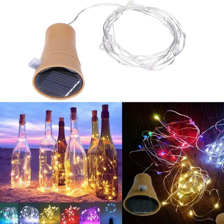 Güneş Enerjili 2 Metre Cam Şişe Aydınlatma LED Işık - Renkli Dekoratif Şişe Lambası