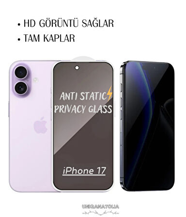 iPhone 17 Anti-Static 3D Prıvacy Hayalet Toz Tutmayan Kırılmaz Ekran Koruyucu