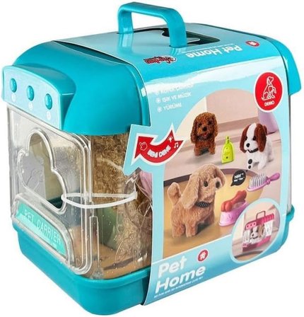 Nessiworld JND-6806 Hareketli Köpek ve Işıklı Sesli Şeffaf Kafes Seti -Vardem Oyuncak