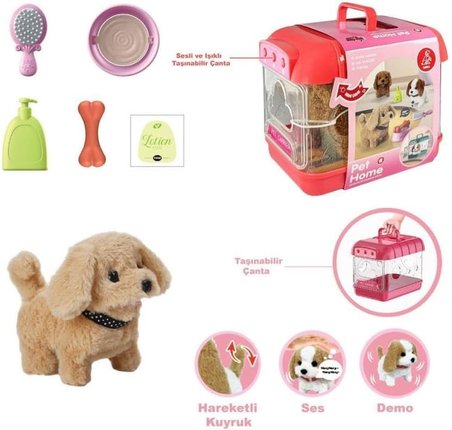 Nessiworld JND-6806 Hareketli Köpek ve Işıklı Sesli Şeffaf Kafes Seti -Vardem Oyuncak