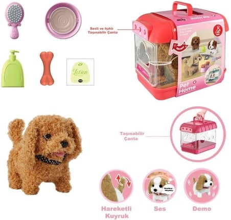 Nessiworld JND-6806 Hareketli Köpek ve Işıklı Sesli Şeffaf Kafes Seti -Vardem Oyuncak