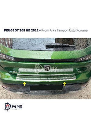 PEUGEOT 308 2022> Arka Tampon Üstü Koruma P.Çelik HB