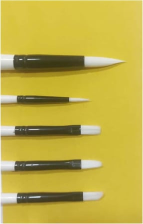 5'li Karışık Sentetik Akrilik Fırça Seti, Yağlı Boya için, 2.5mm Genişlik, 15cm Sap Uzunluğu, 6 Parça, Standart Boy