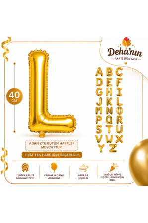 Dehaparty Altın Harf Folyo Balon 40 Cm Parti Süslemeleri İçin